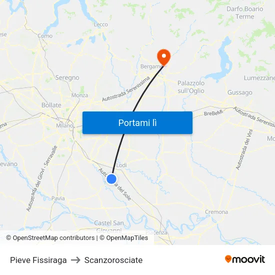 Pieve Fissiraga to Scanzorosciate map