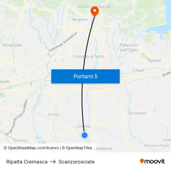 Ripalta Cremasca to Scanzorosciate map