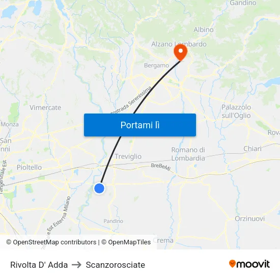Rivolta D' Adda to Scanzorosciate map