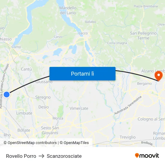 Rovello Porro to Scanzorosciate map