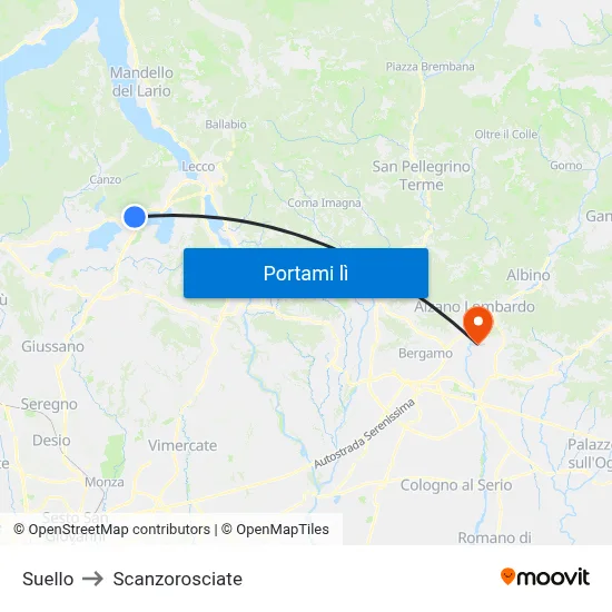 Suello to Scanzorosciate map