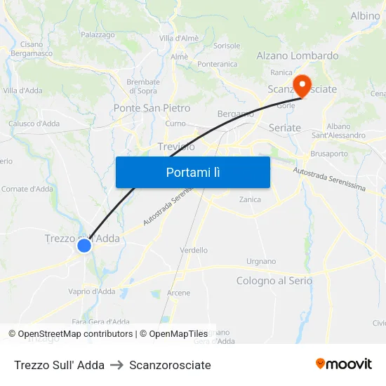 Trezzo Sull' Adda to Scanzorosciate map