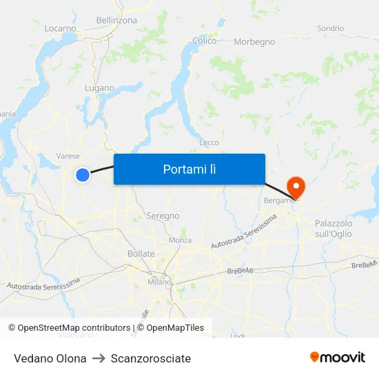 Vedano Olona to Scanzorosciate map