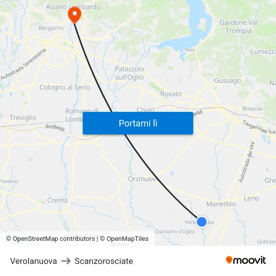 Verolanuova to Scanzorosciate map