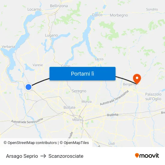 Arsago Seprio to Scanzorosciate map