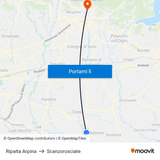 Ripalta Arpina to Scanzorosciate map