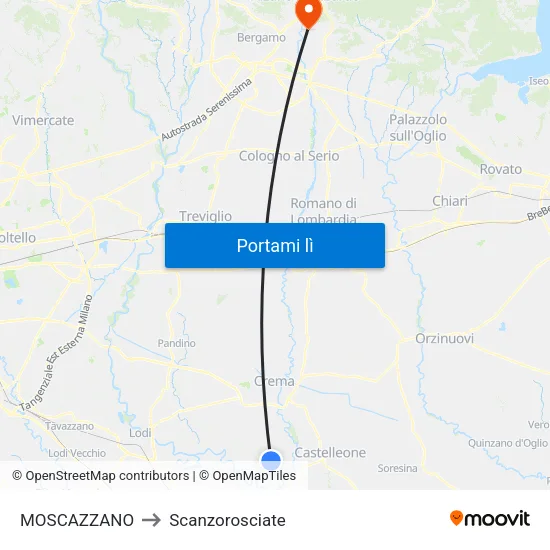 MOSCAZZANO to Scanzorosciate map