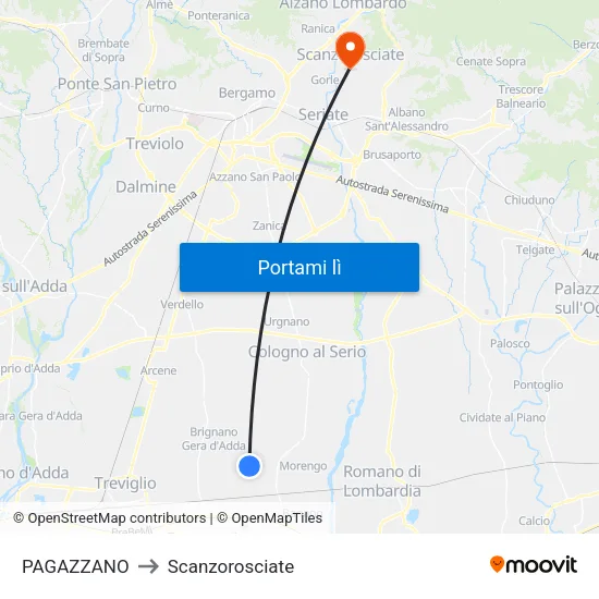 PAGAZZANO to Scanzorosciate map