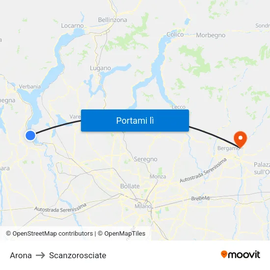 Arona to Scanzorosciate map