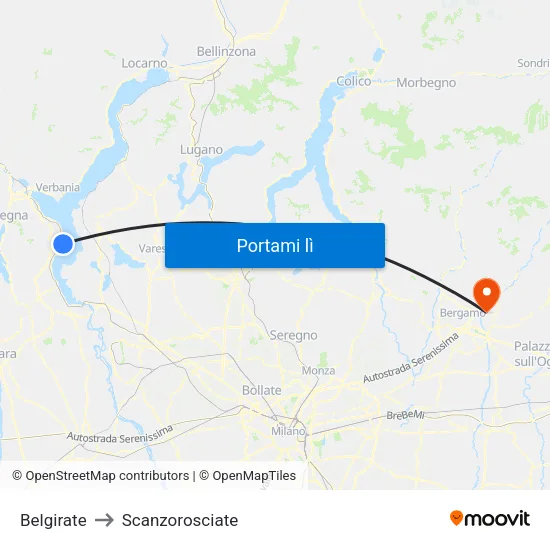 Belgirate to Scanzorosciate map