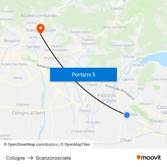 Cologne to Scanzorosciate map