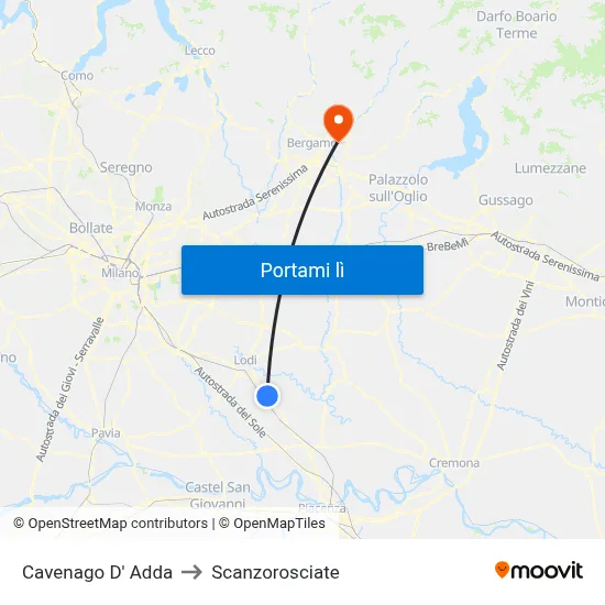 Cavenago D' Adda to Scanzorosciate map