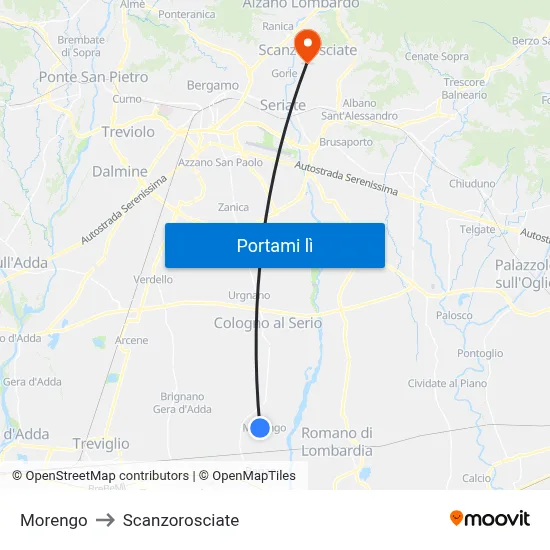 Morengo to Scanzorosciate map