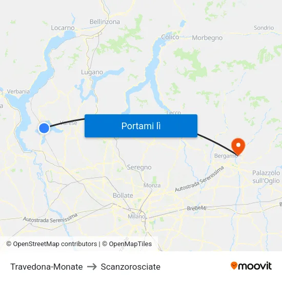 Travedona-Monate to Scanzorosciate map