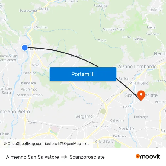 Almenno San Salvatore to Scanzorosciate map
