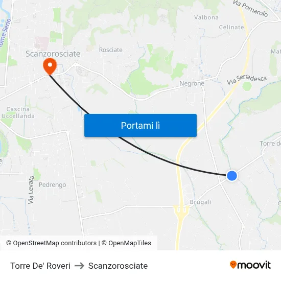 Torre De' Roveri to Scanzorosciate map