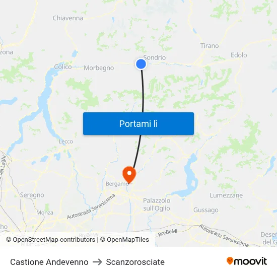 Castione Andevenno to Scanzorosciate map