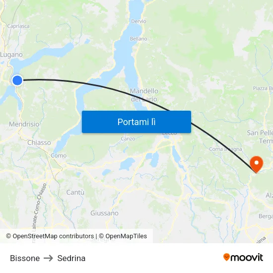 Bissone to Sedrina map