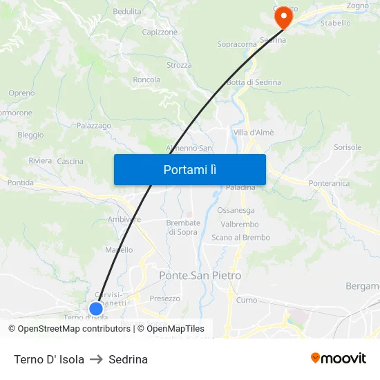 Terno D' Isola to Sedrina map