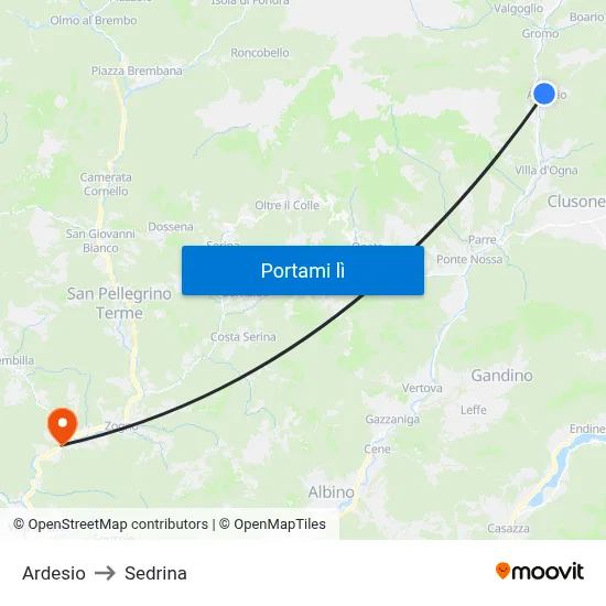 Ardesio to Sedrina map