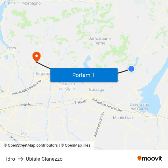 Idro to Ubiale Clanezzo map