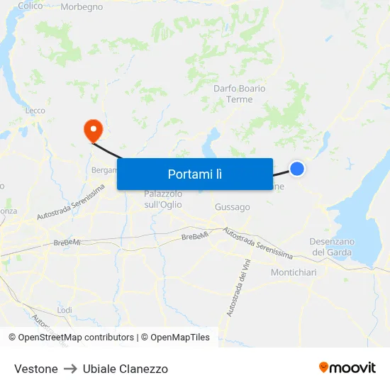 Vestone to Ubiale Clanezzo map