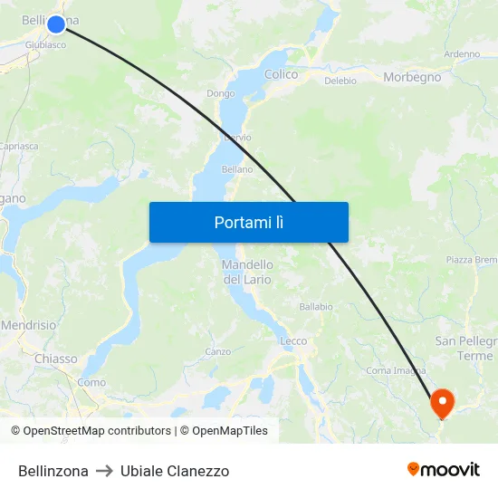 Bellinzona to Ubiale Clanezzo map