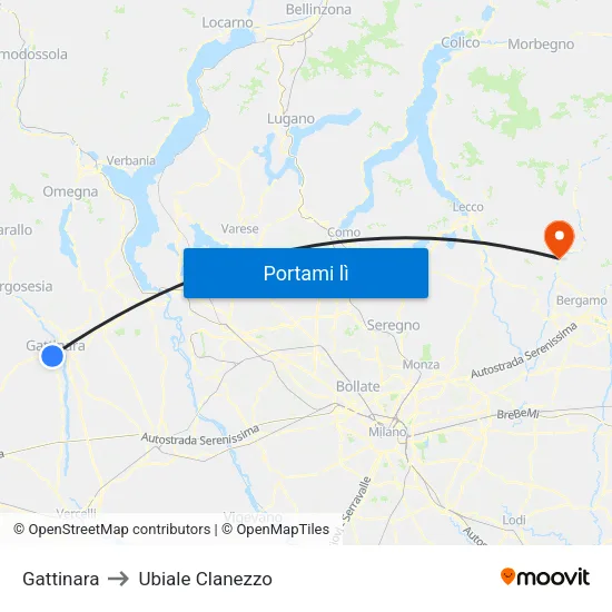 Gattinara to Ubiale Clanezzo map