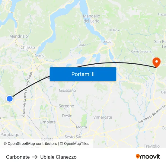 Carbonate to Ubiale Clanezzo map