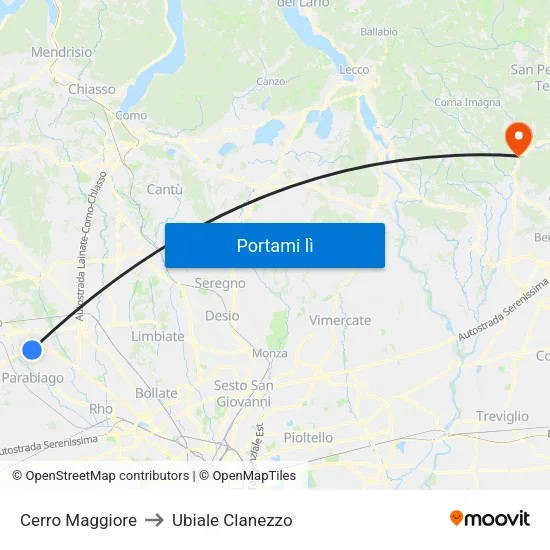 Cerro Maggiore to Ubiale Clanezzo map