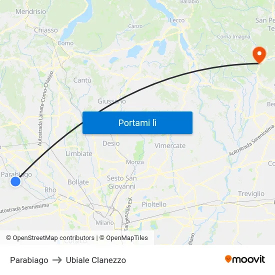 Parabiago to Ubiale Clanezzo map