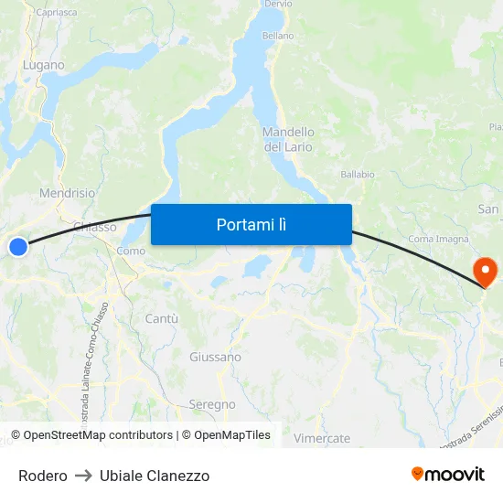 Rodero to Ubiale Clanezzo map