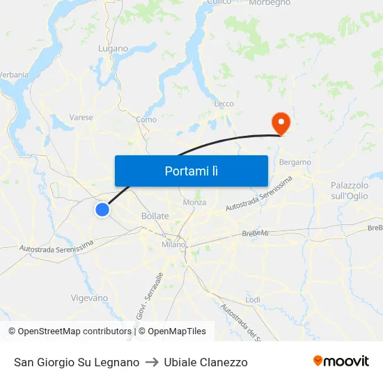 San Giorgio Su Legnano to Ubiale Clanezzo map