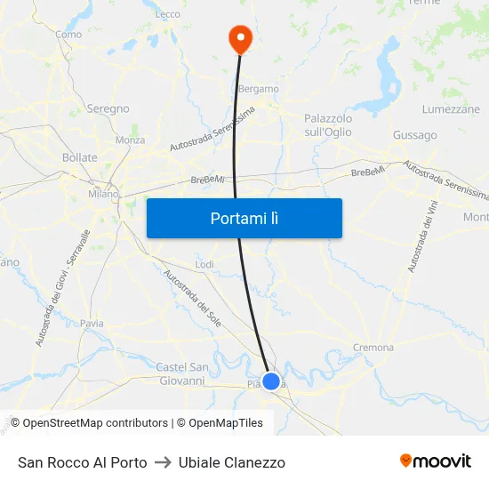 San Rocco Al Porto to Ubiale Clanezzo map