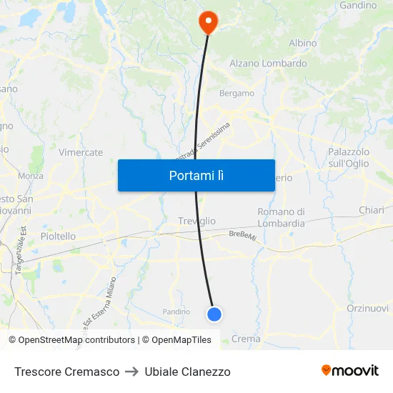 Trescore Cremasco to Ubiale Clanezzo map
