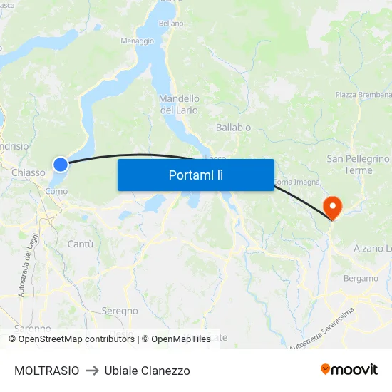 MOLTRASIO to Ubiale Clanezzo map