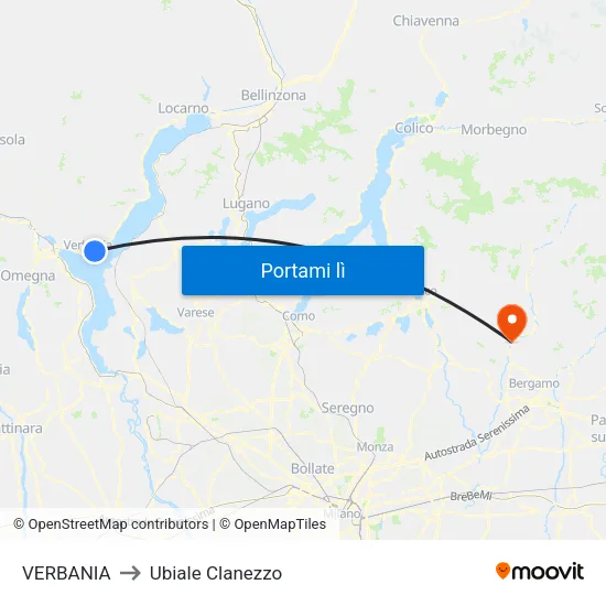 VERBANIA to Ubiale Clanezzo map