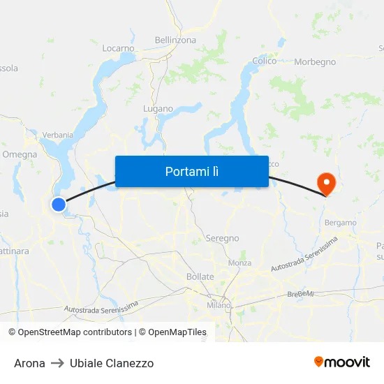 Arona to Ubiale Clanezzo map