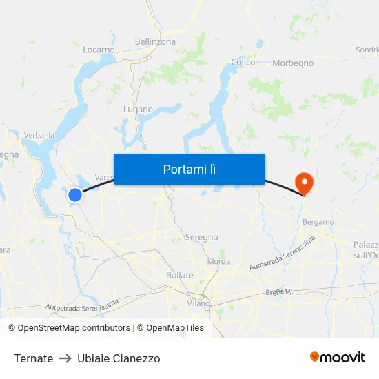 Ternate to Ubiale Clanezzo map