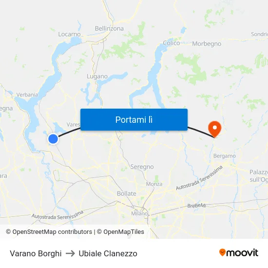 Varano Borghi to Ubiale Clanezzo map