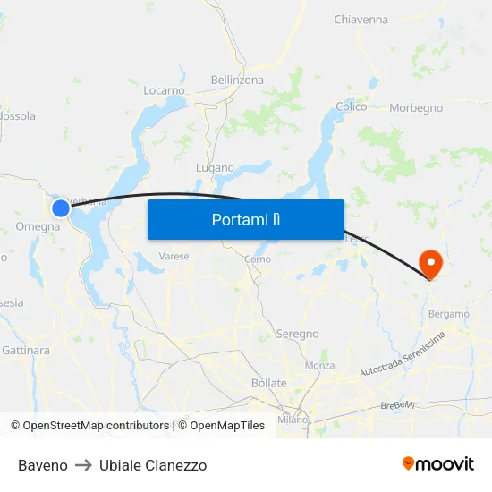 Baveno to Ubiale Clanezzo map