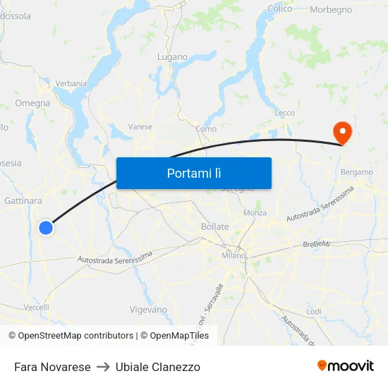 Fara Novarese to Ubiale Clanezzo map