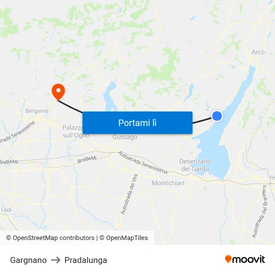 Gargnano to Pradalunga map