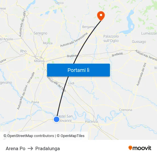 Arena Po to Pradalunga map