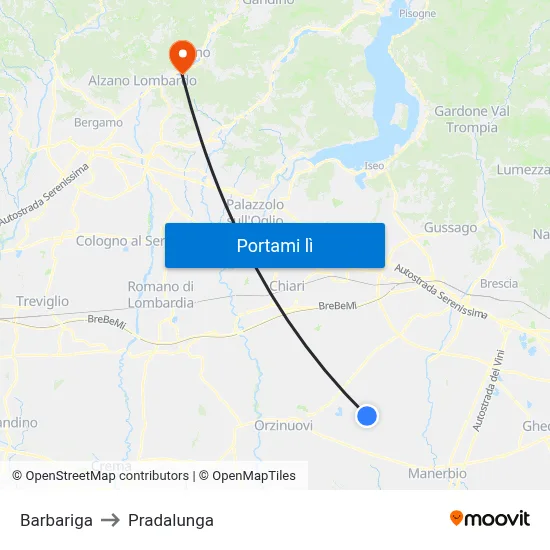 Barbariga to Pradalunga map