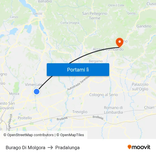 Burago Di Molgora to Pradalunga map