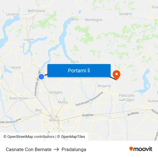Casnate Con Bernate to Pradalunga map