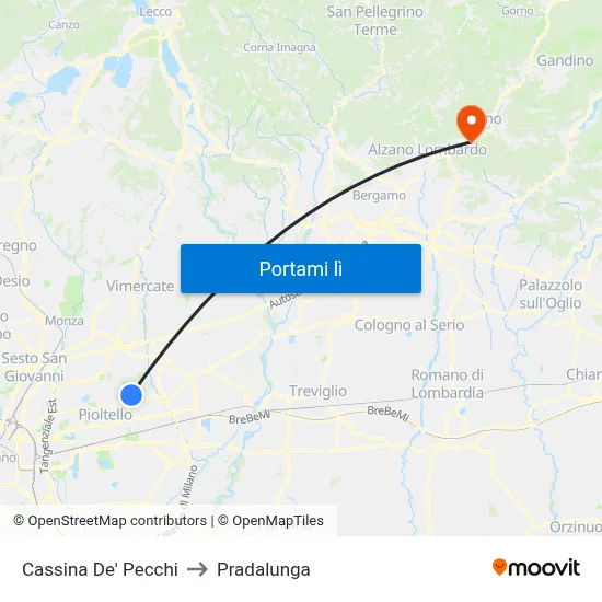 Cassina De' Pecchi to Pradalunga map