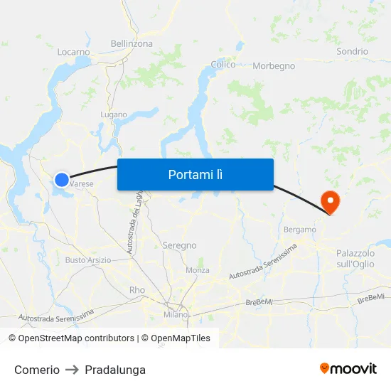 Comerio to Pradalunga map
