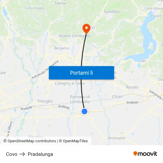 Covo to Pradalunga map